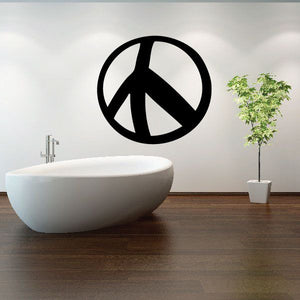 Black peace sign decal with stretched peace symbol graphic