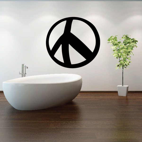 Black peace sign decal with stretched peace symbol graphic