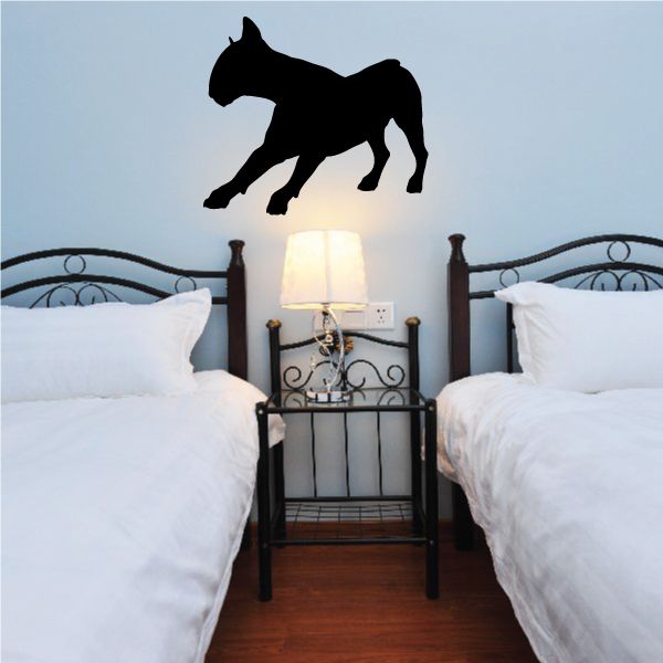 Black stretching bull terrier decal silhouette