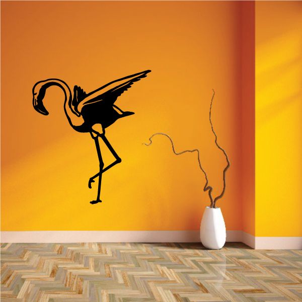 Image of Stretching Flamingo Decal