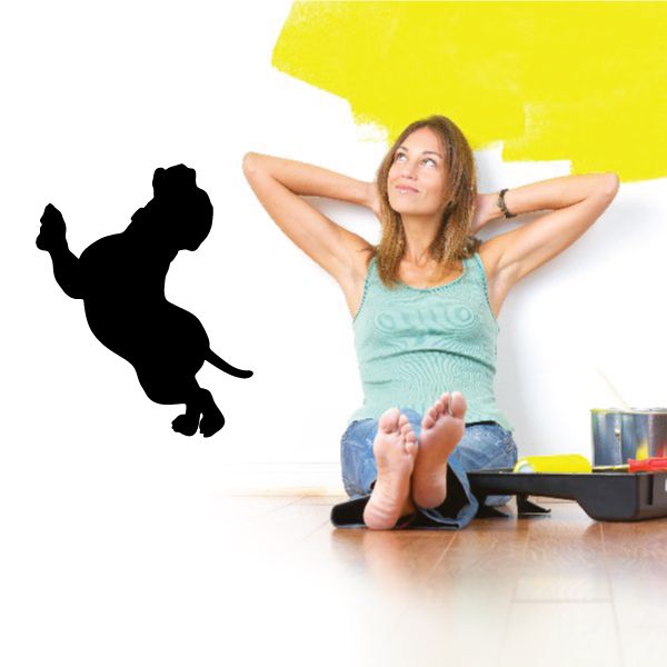 Black stretching puppy dog wall decal silhouette