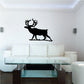 Black stag silhouette wall decal with branching antlers