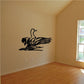 Stretching wings duck decal, black silhouette with spread wings and raised body
