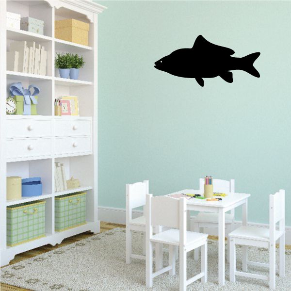 Black trout fish wall decal, side view silhouette