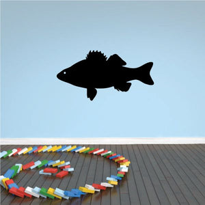 Black perch fish decal with striding pose, cutout silhouette