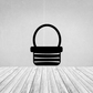 Striped Easter basket decal with ribbon, simple black and white outline