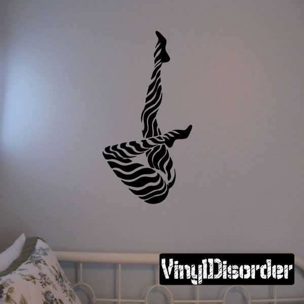 Striped dancing legs wall decal, black and white striped dancer legs silhouette