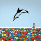 Leaping striped dolphin decal, black and white