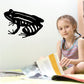 Striped frog wall decal, black with white lines