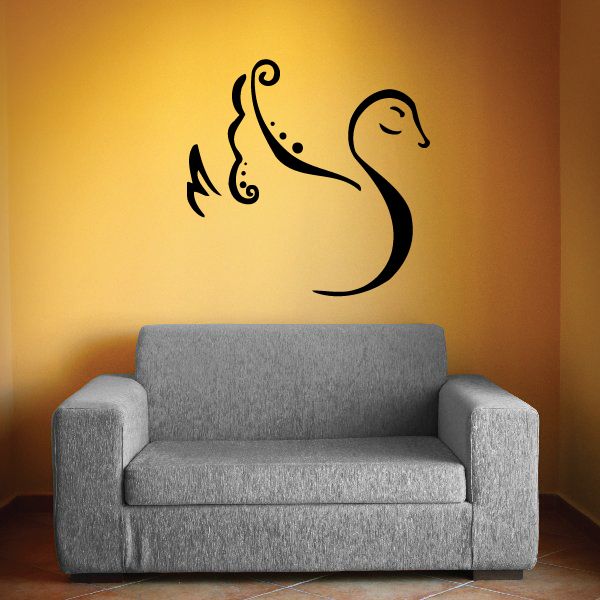 Image of Stroke and Dot Style Swan Decal