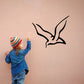 Seagull line-art wall decal, black stroke style bird