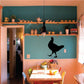 Roaming chicken wall decal in black silhouette