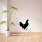Walking hen silhouette wall decal with raised wing and tail