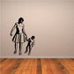 Mother and son wall decal, black silhouette of walking mother holding child hand