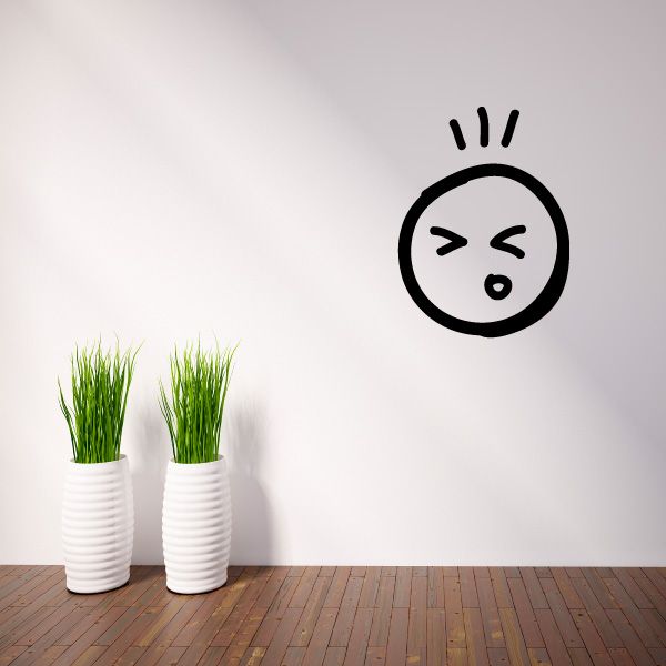 Image of Stumped Emoticondoodle Wall Decal - Vinyl Decal - Car Decal - Id009