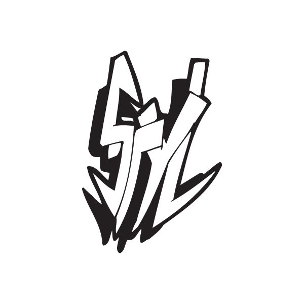Graffiti decal, black stylized tag