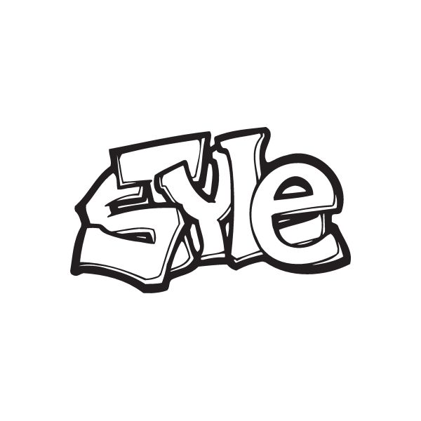 Black and white graffiti-style decal