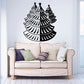 Stylized Christmas tree farm wall decal with three black stylized trees