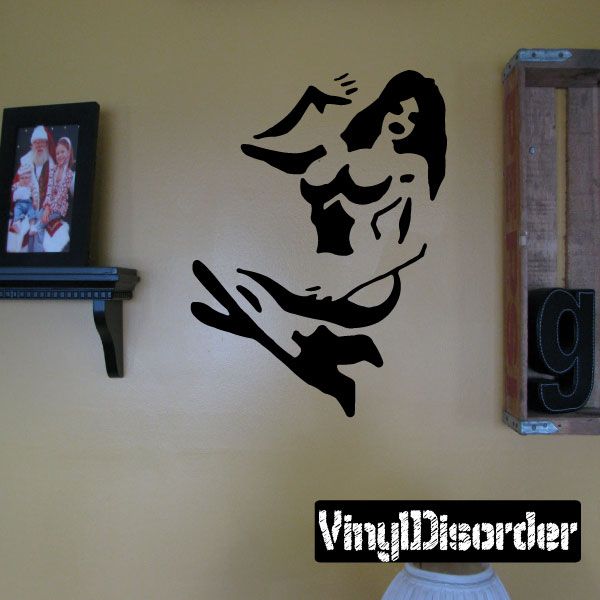 Stylized nude woman wall decal, black silhouette of woman with raised hands