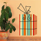 Orange gift box die-cut decal with ribbon and curled bow