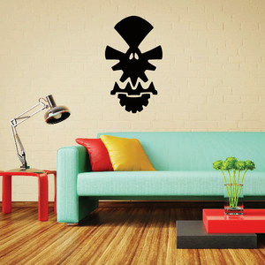 Black stylized skull mask wall decal with eye and tooth detail