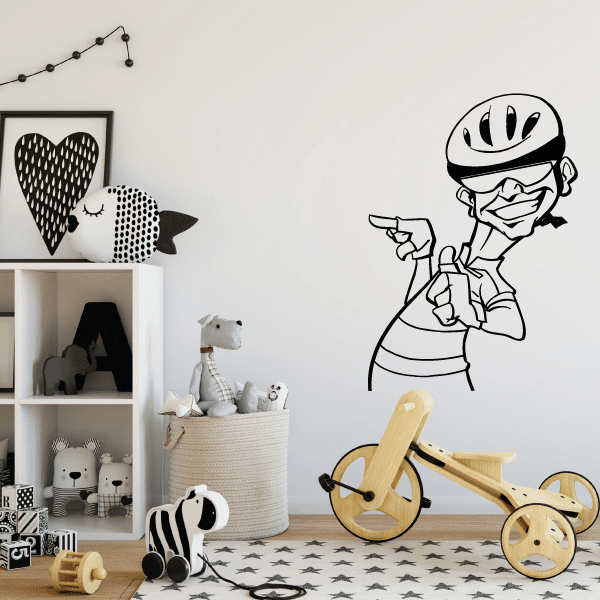 Image of Suave and Cool Cartoon Cyclist Decal