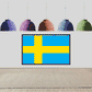 Suede flag sticker with blue and yellow cross design