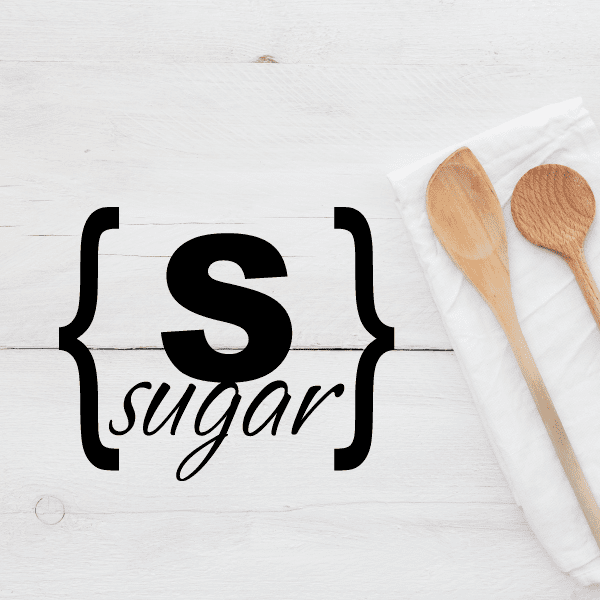 Black bracket decal with '$' and cursive 'sugar' lettering