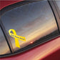 Suicide prevention awareness ribbon vinyl sticker, yellow ribbon with small text
