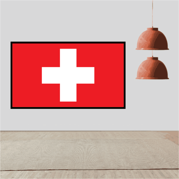 Red Swiss flag sticker with white cross