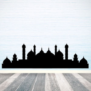 Black Suleymaniye mosque silhouette decal with minarets and domes