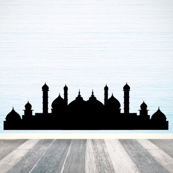 Black Suleymaniye mosque silhouette decal with minarets and domes