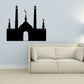 Mosque silhouette wall decal with minarets, dome, and arches