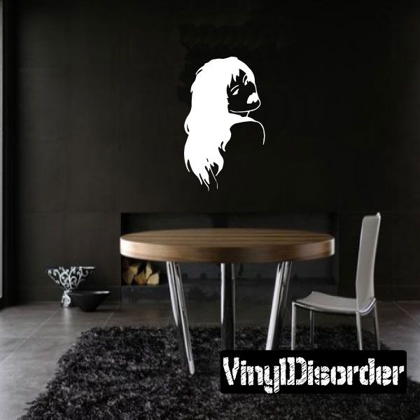 White silhouette woman wall decal with detailed hair profile
