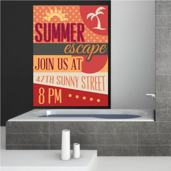 Image of Summer Escape Join us at 47th Sunny Street 8pm Summer Typography Wall Decal - Vinyl Decal - Car Decal - Idcolor008