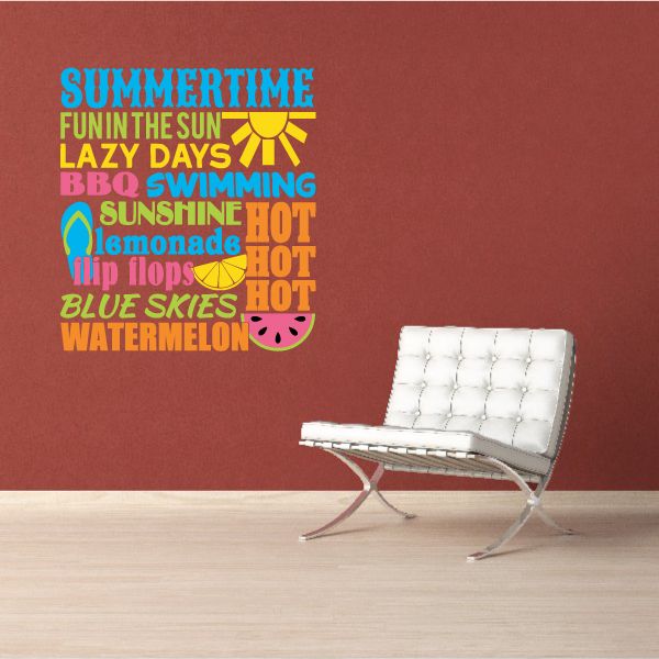 Image of Summertime Word Collage Decal