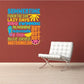 Summertime word collage decal with colorful summer phrases and icons