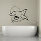 Wall decal of dolphin with sun and small wave accents, black outline