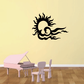 Black sun and cloud wall decal with smiling face