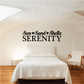 Wall decal text "Sun Sand Shells SERENITY" with shell icon graphics