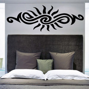 Sun tribal wall decal, black vinyl sunburst motif