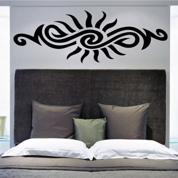 Sun tribal wall decal, black vinyl sunburst motif