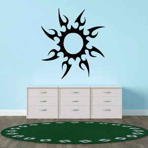 Black sun flame wall decal with circular center