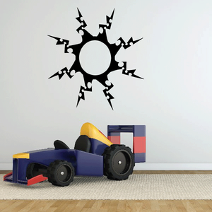 Vinyl sun wall decal with black burst and white center circle