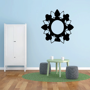Vinyl sun wall decal with dark rays and light blue center circle