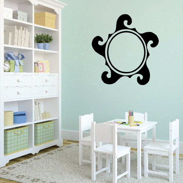 Black sun wall decal with circular center, vinyl sticker
