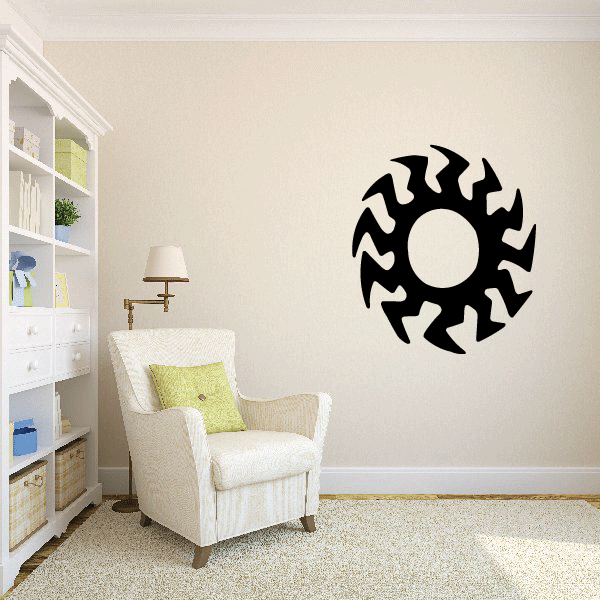 Black sun wall decal vinyl sticker with circular rays