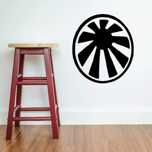 Vinyl sun wall decal, black circular sunburst icon