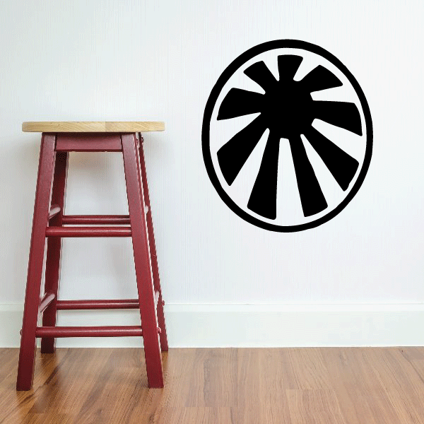 Vinyl sun wall decal, black circular sunburst icon