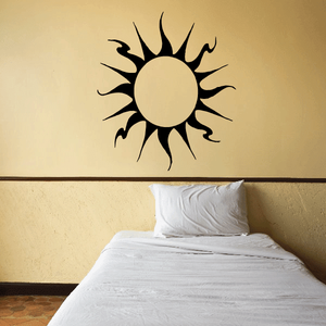 Sun wall vinyl decal with black outline and starburst rays